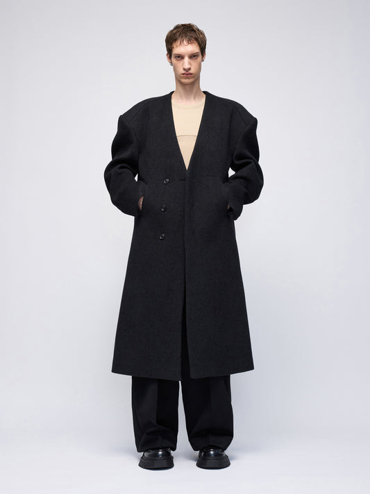 Manteau sans col Titane