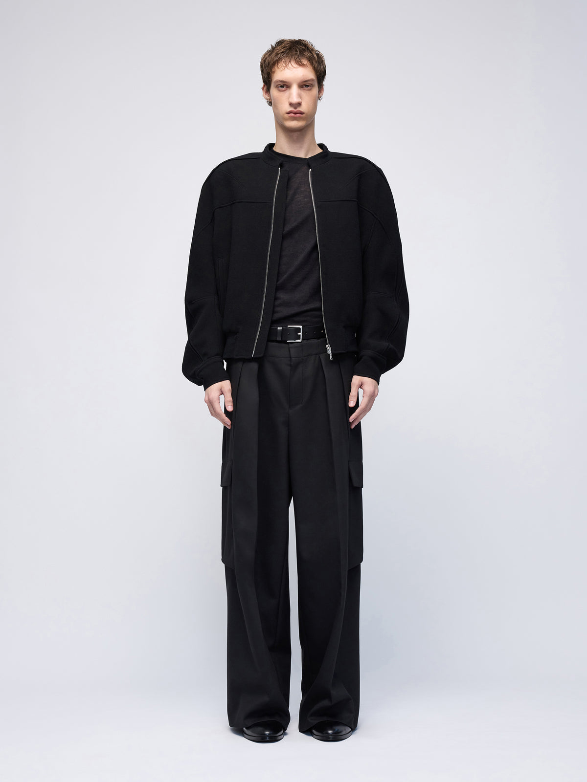 Divide Wool Crepe Bikerblouson