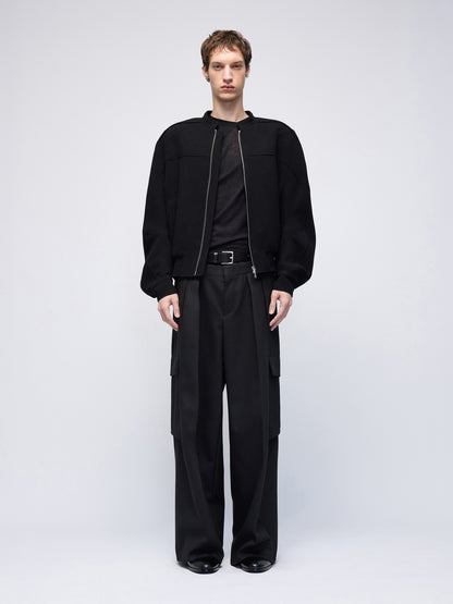 Divide Wool Crepe Bikerblouson