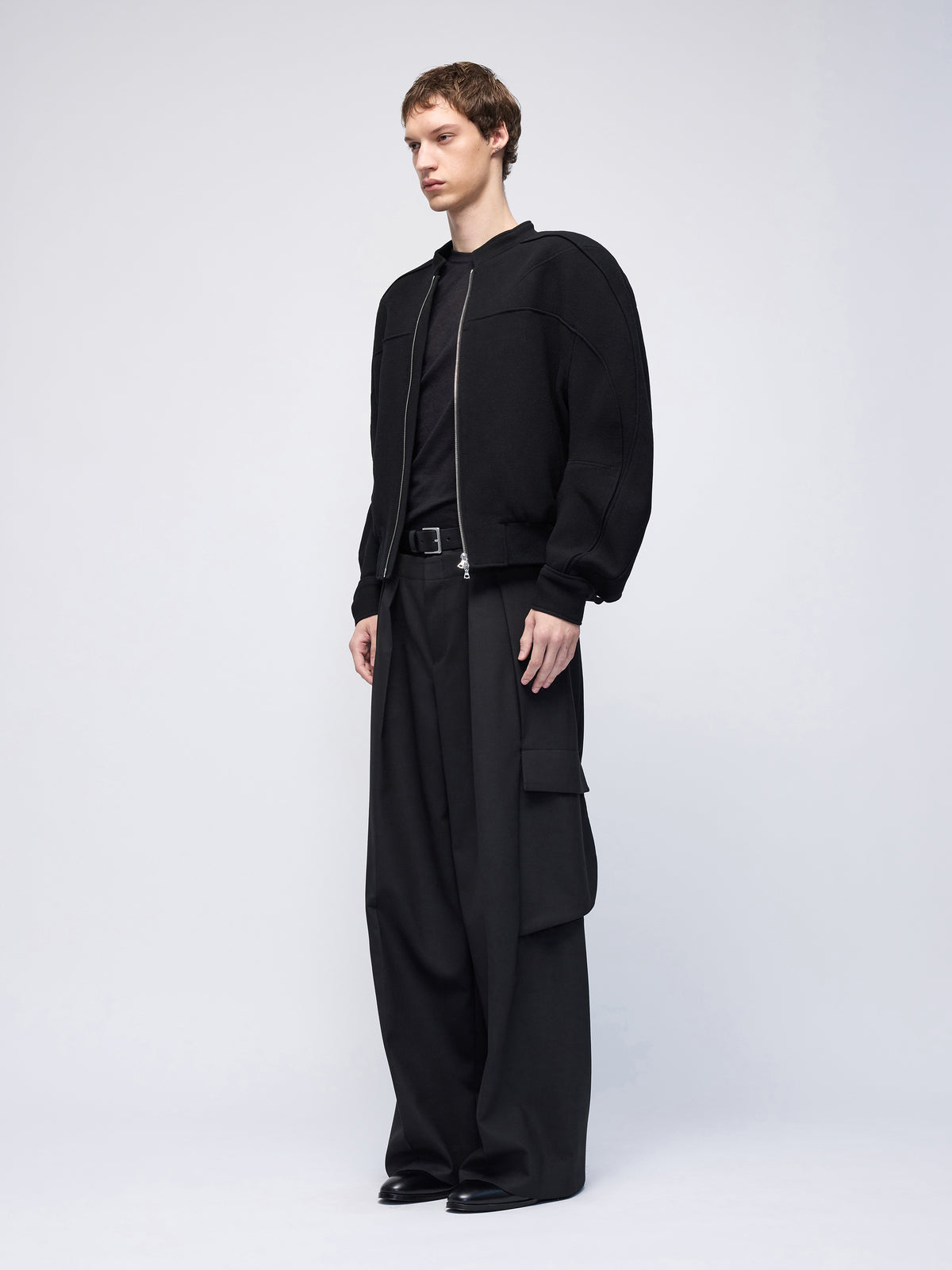 Divide Wool Crepe Bikerblouson