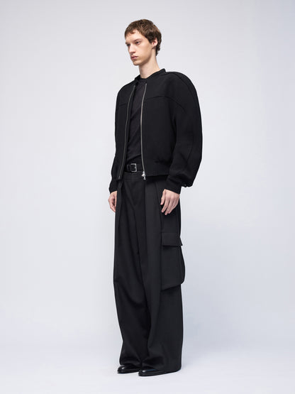 Divide Wool Crepe Bikerblouson