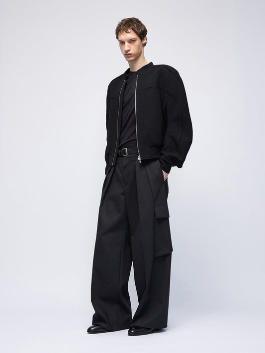 Divide Wool Crepe Bikerblouson