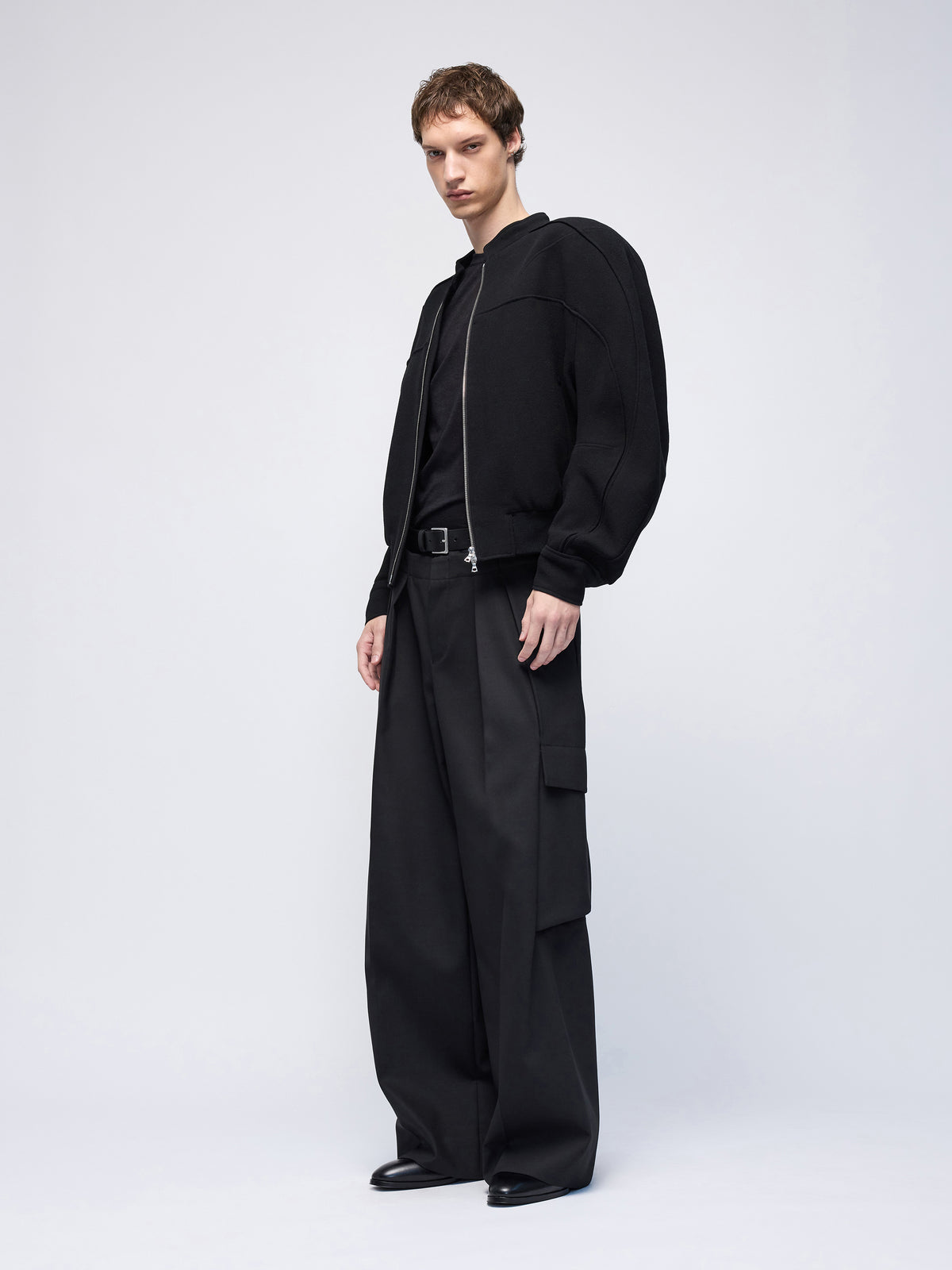 Divide Wool Crepe Bikerblouson