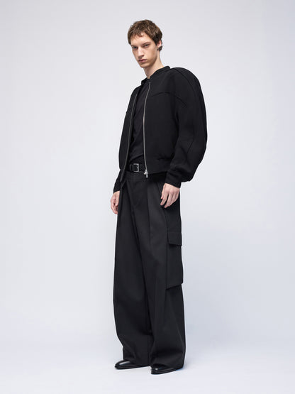 Divide Wool Crepe Bikerblouson