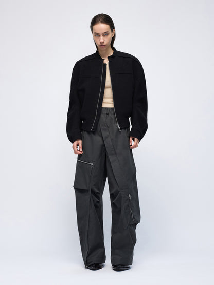 Divide Wool Crepe Bikerblouson