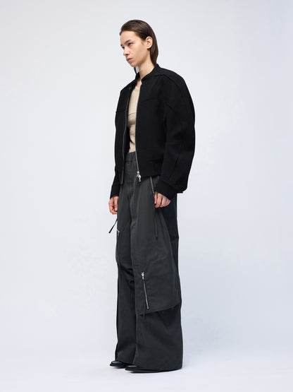Divide Wool Crepe Bikerblouson