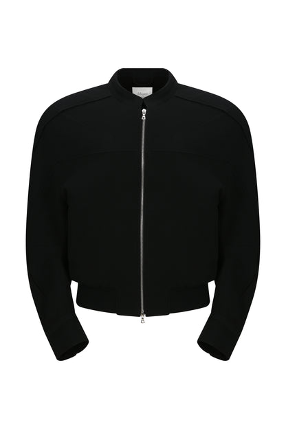 Divide Wool Crepe Bikerblouson