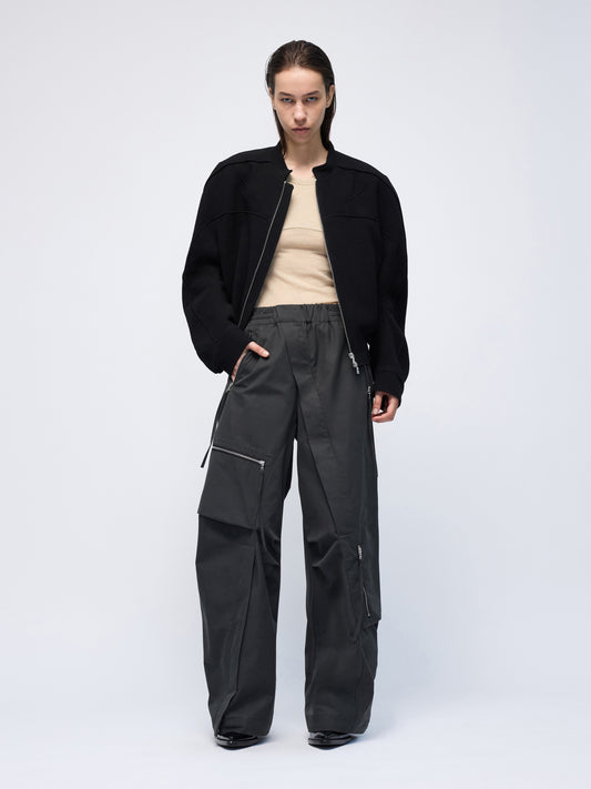 Divide Wool Crepe Bikerblouson
