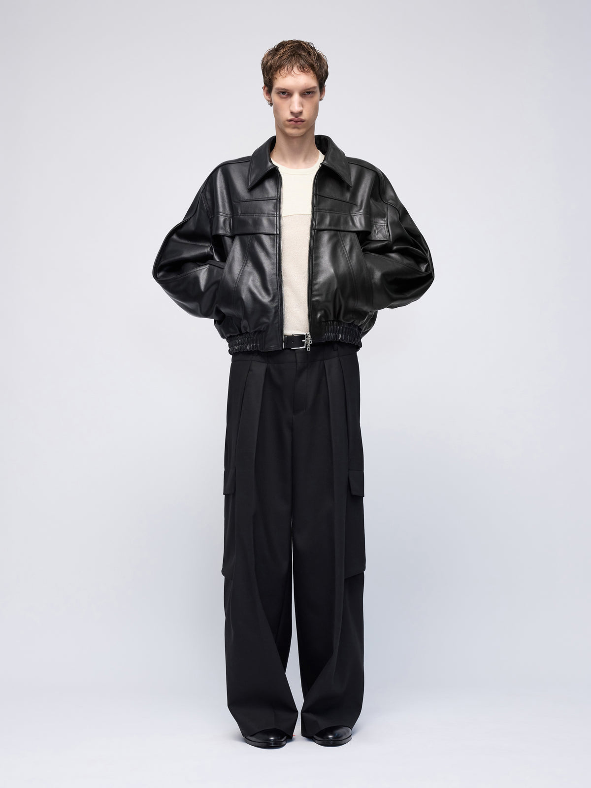 Blouson en cuir fendu